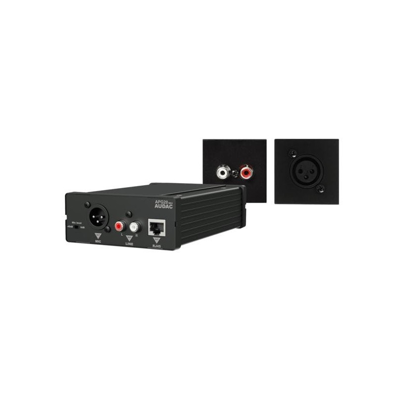 AUDAC WP45LM/B Receiver+wall panel set line-mic+cover plate-45x45 Black version